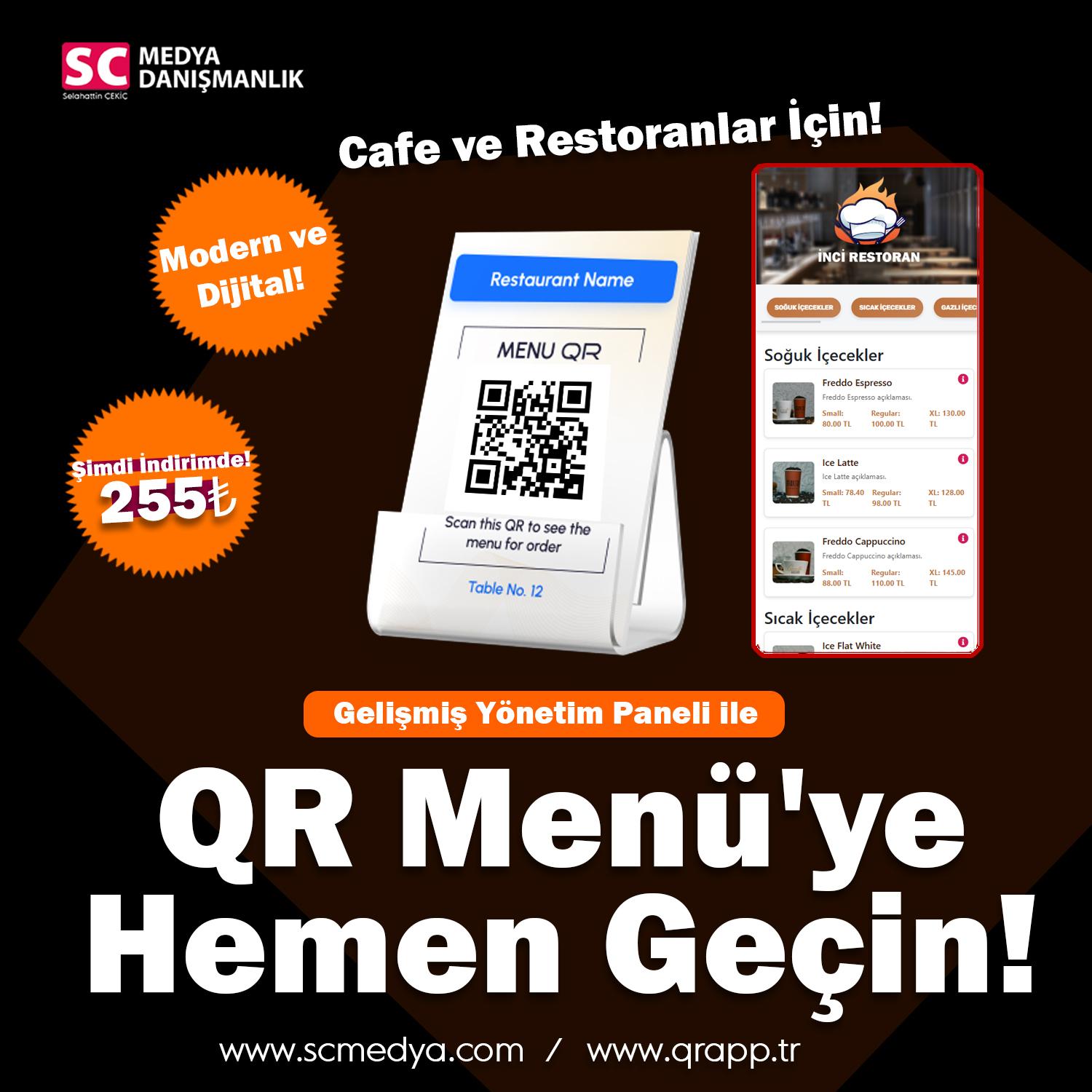 QR Menü / Cafe Restoran içi Gelişmiş QR Menü Sistemi