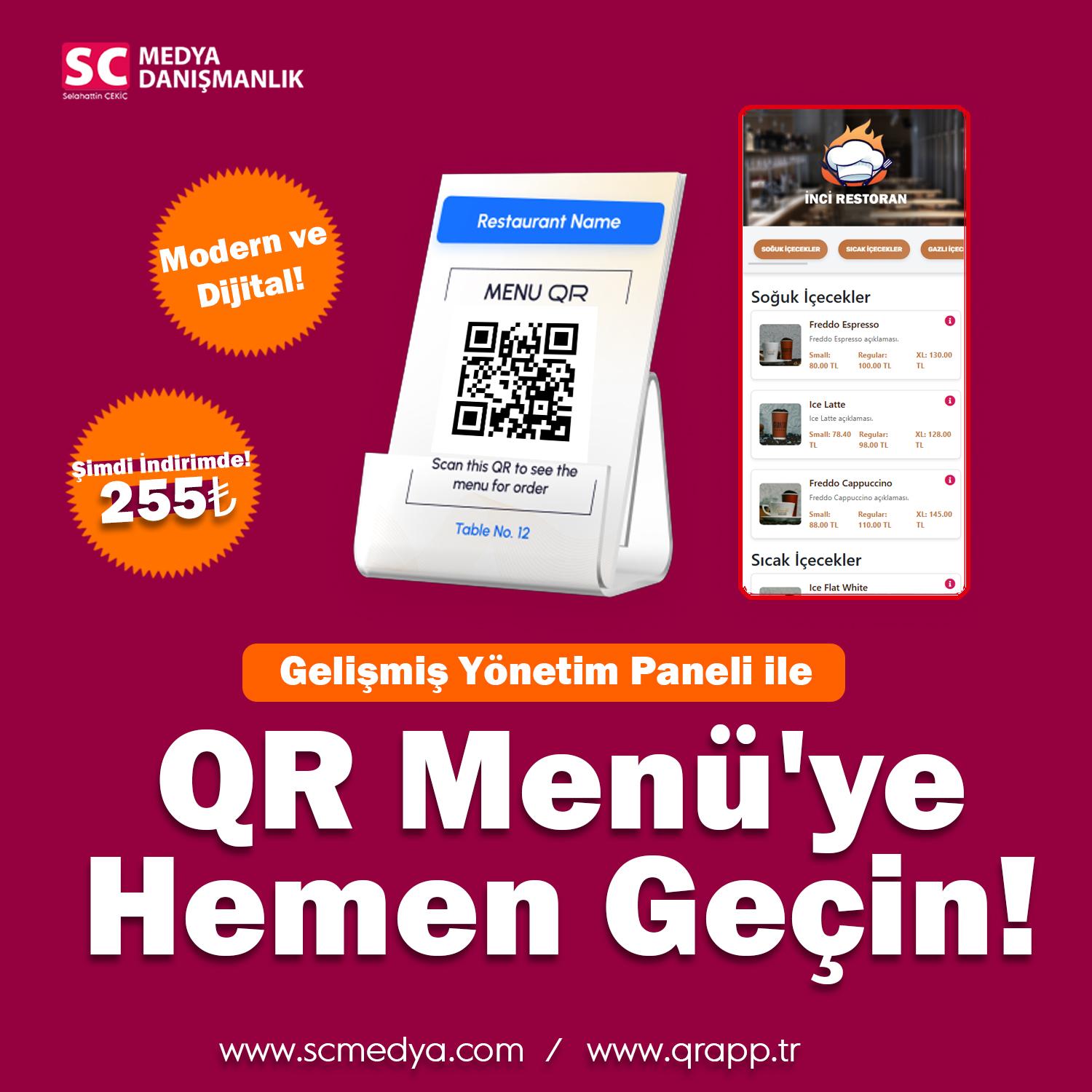 QR Menü / Cafe Restoran içi Gelişmiş QR Menü Sistemi